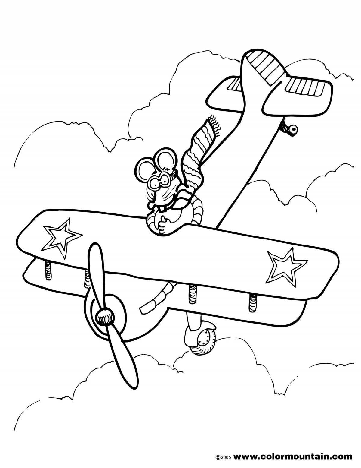 Great military pilot coloring for kids