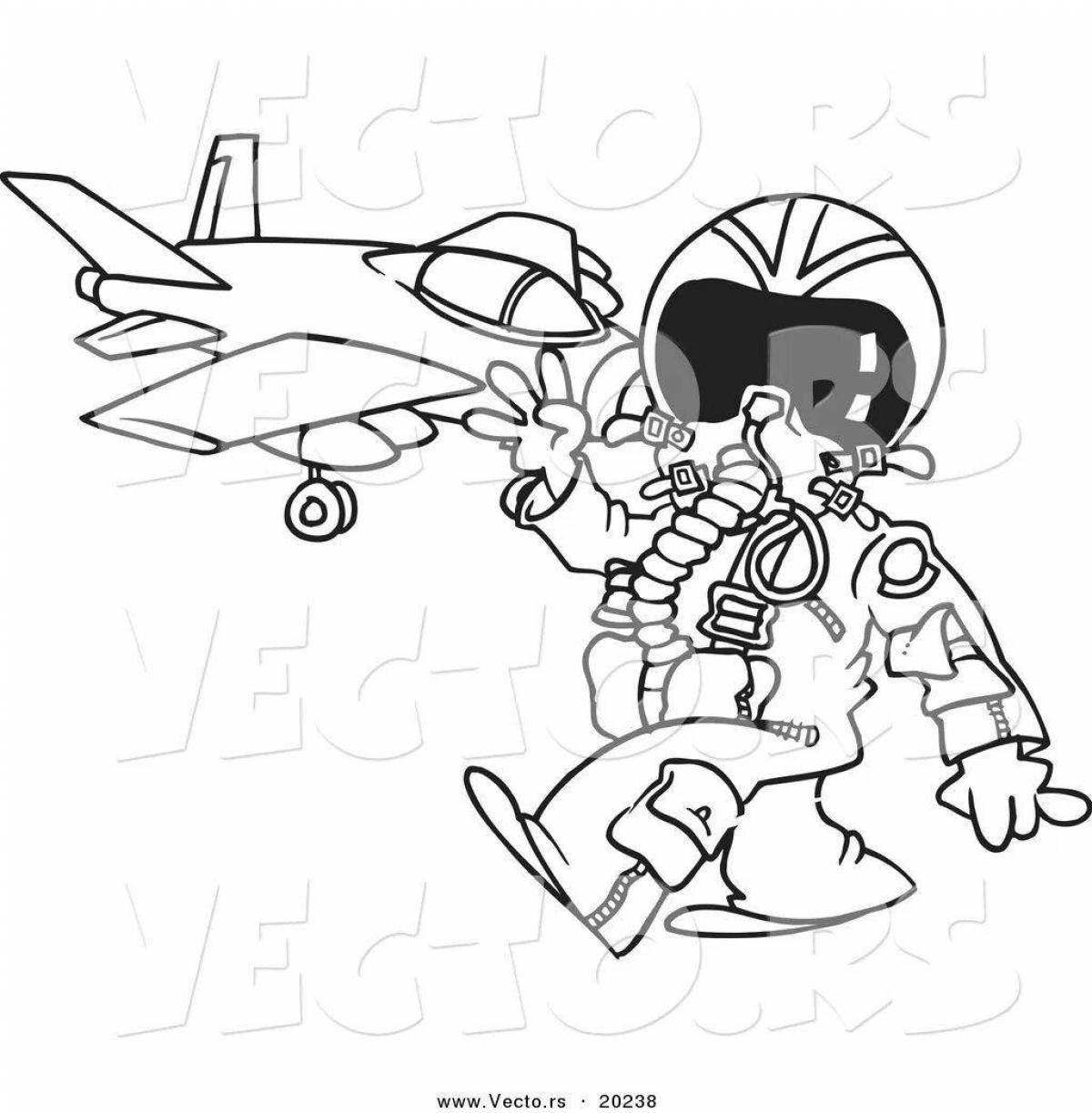 Cute military pilot coloring pages for kids