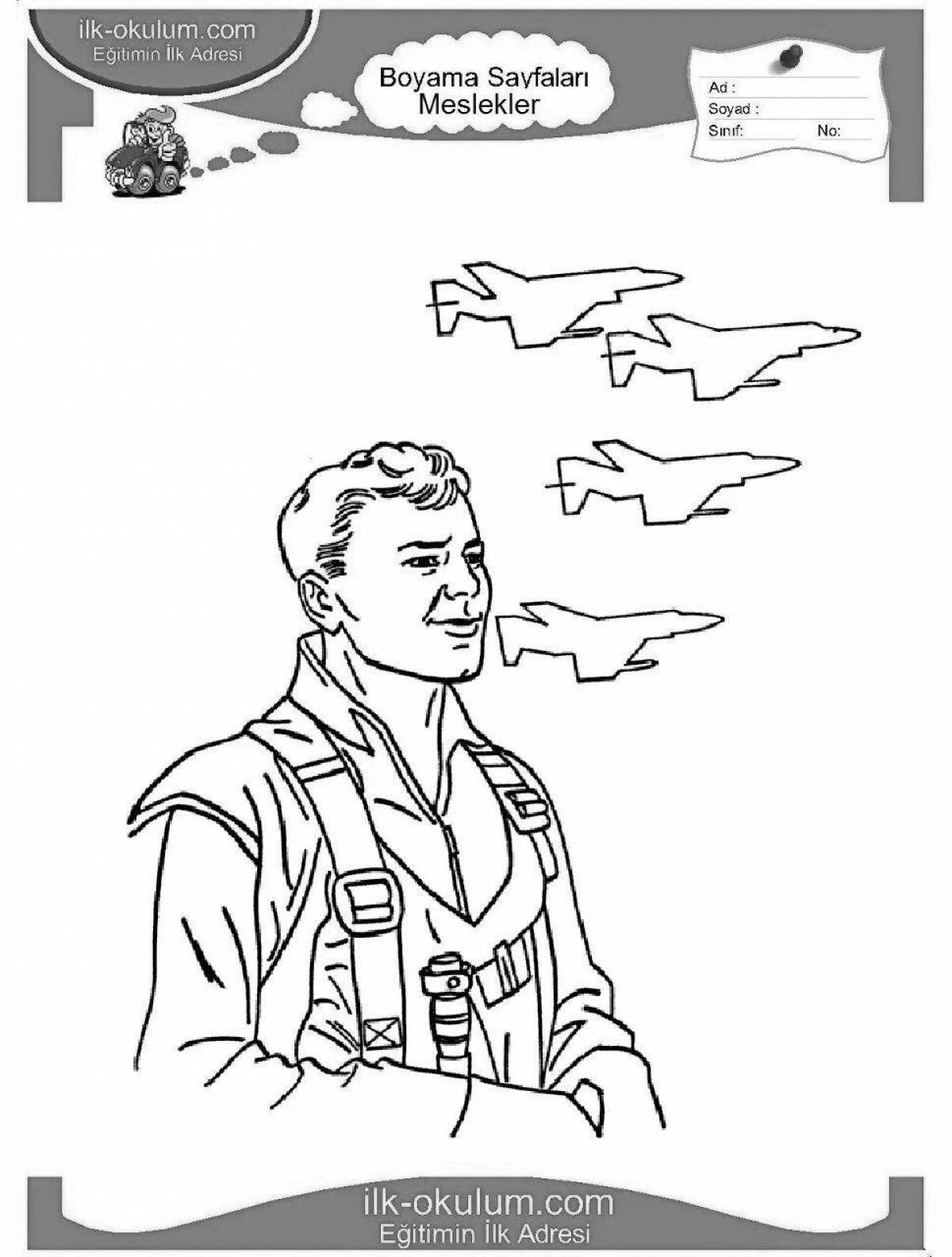 Adorable military pilot coloring book for kids