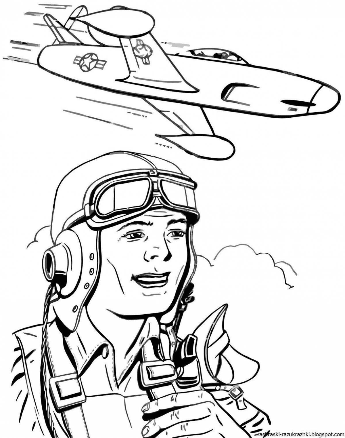 Exquisite military pilot coloring pages for kids