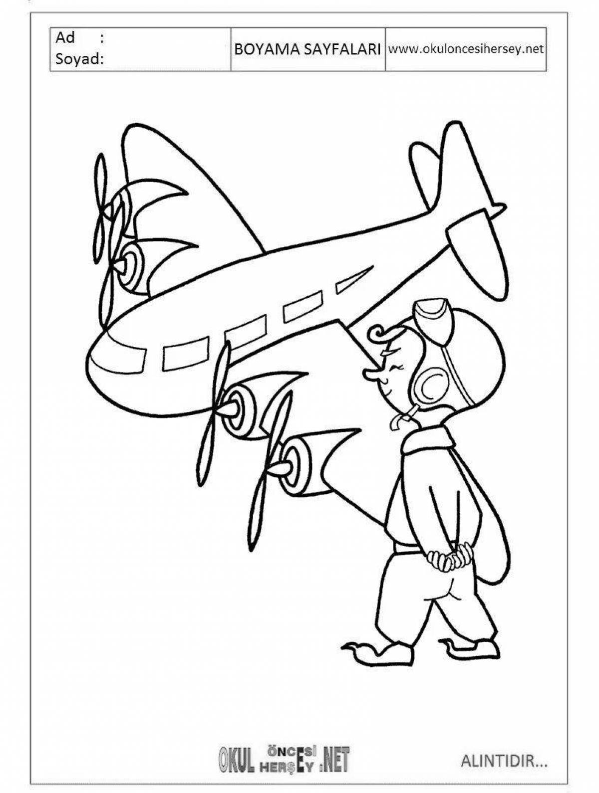 Living military pilot coloring for kids