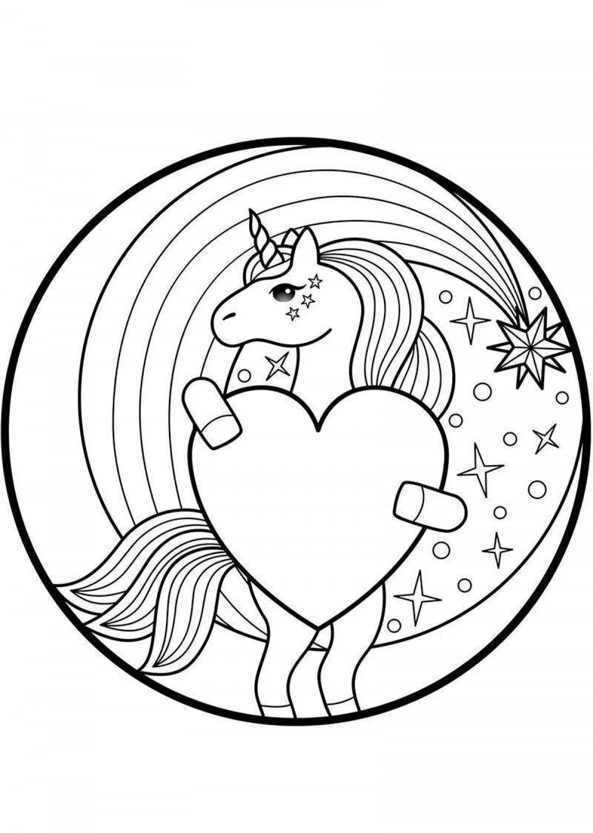 Lovely coloring book for girls with unicorn print