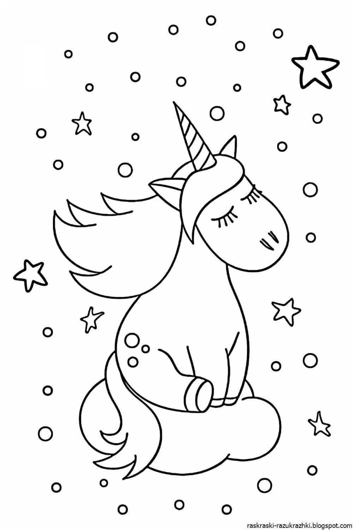 Exotic coloring book for girls with unicorn print