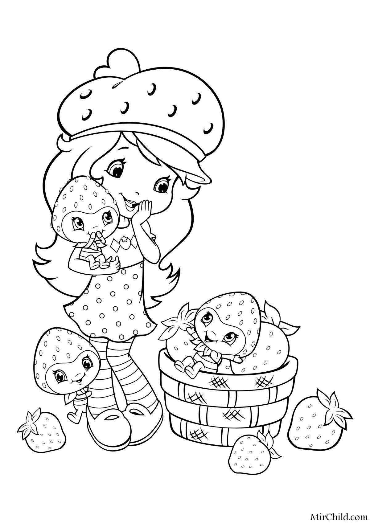 Cheerful Charlotte Strawberry coloring pages for girls