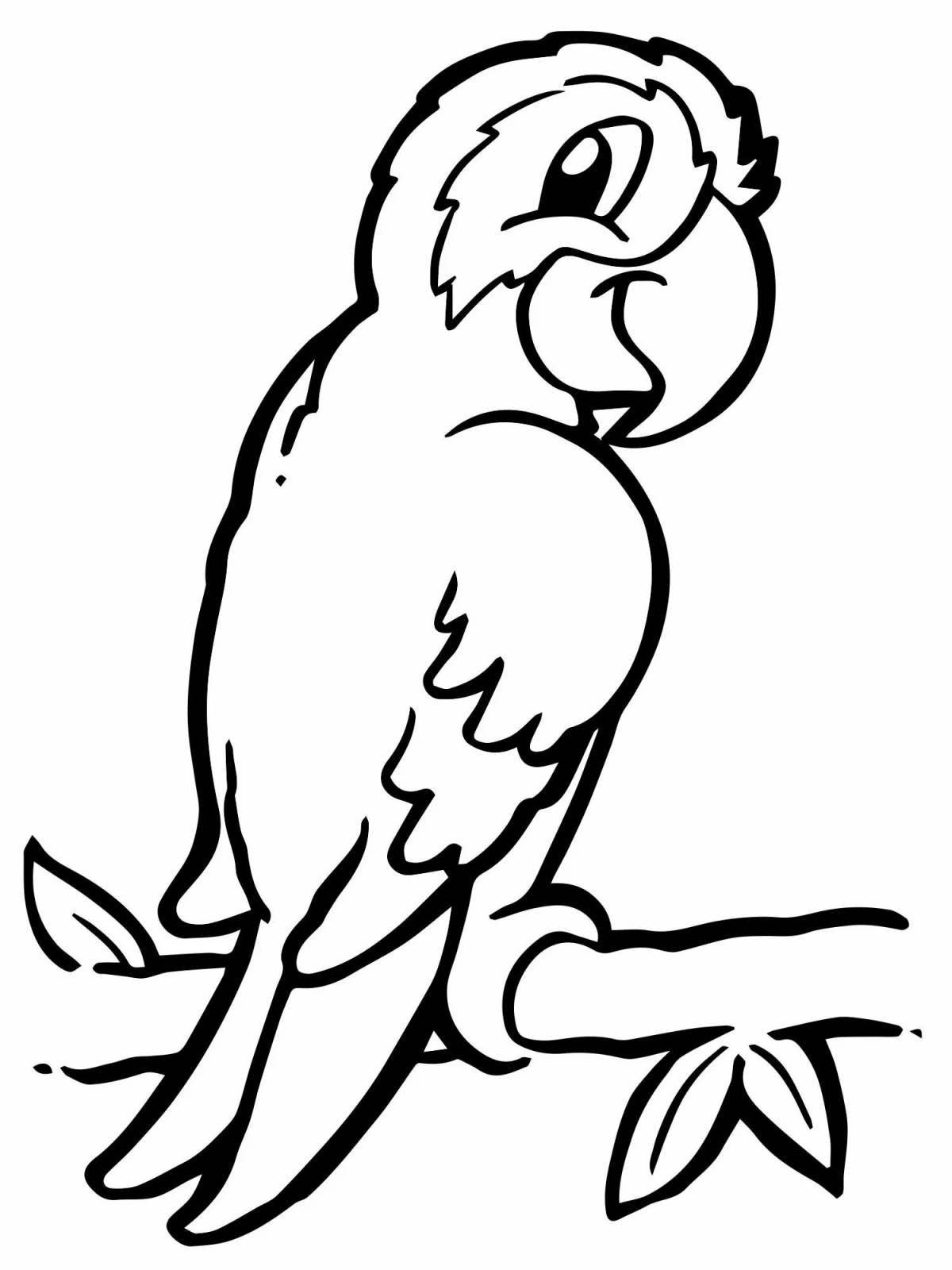 Bright drawing of a parrot for children