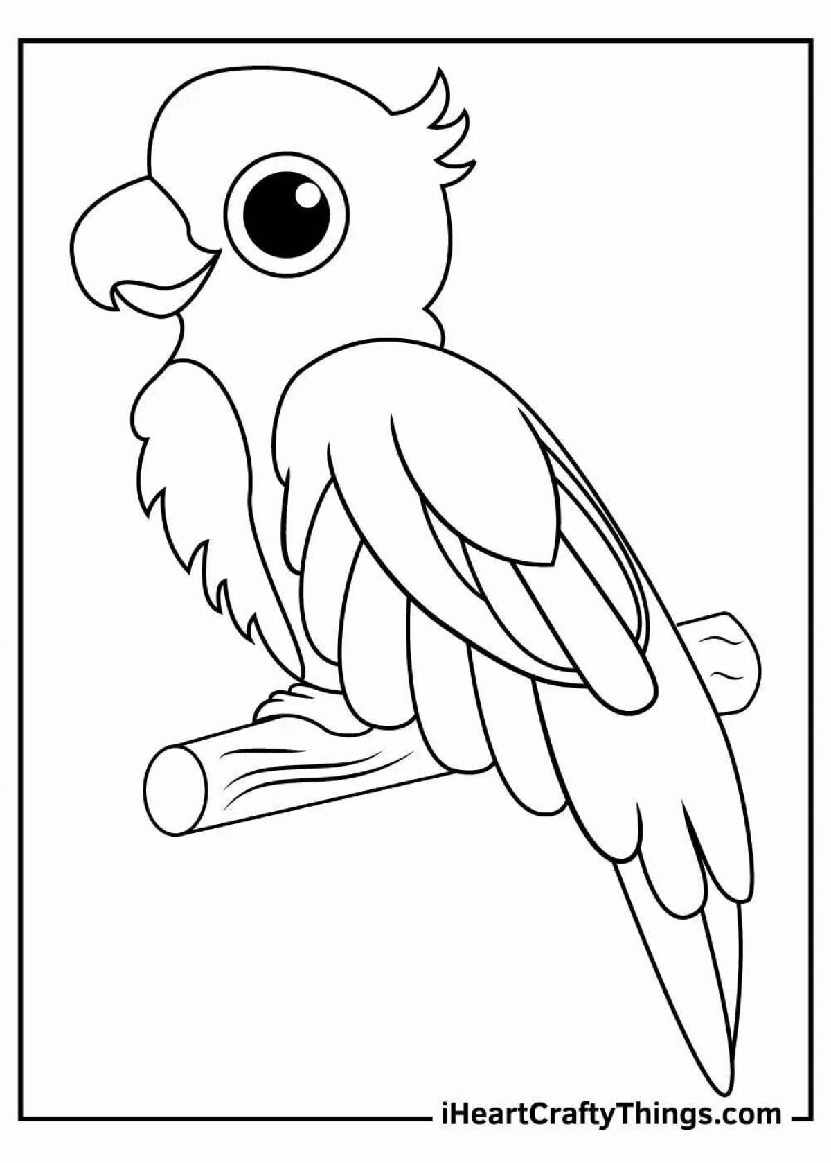 Exuberant parrot drawing for kids