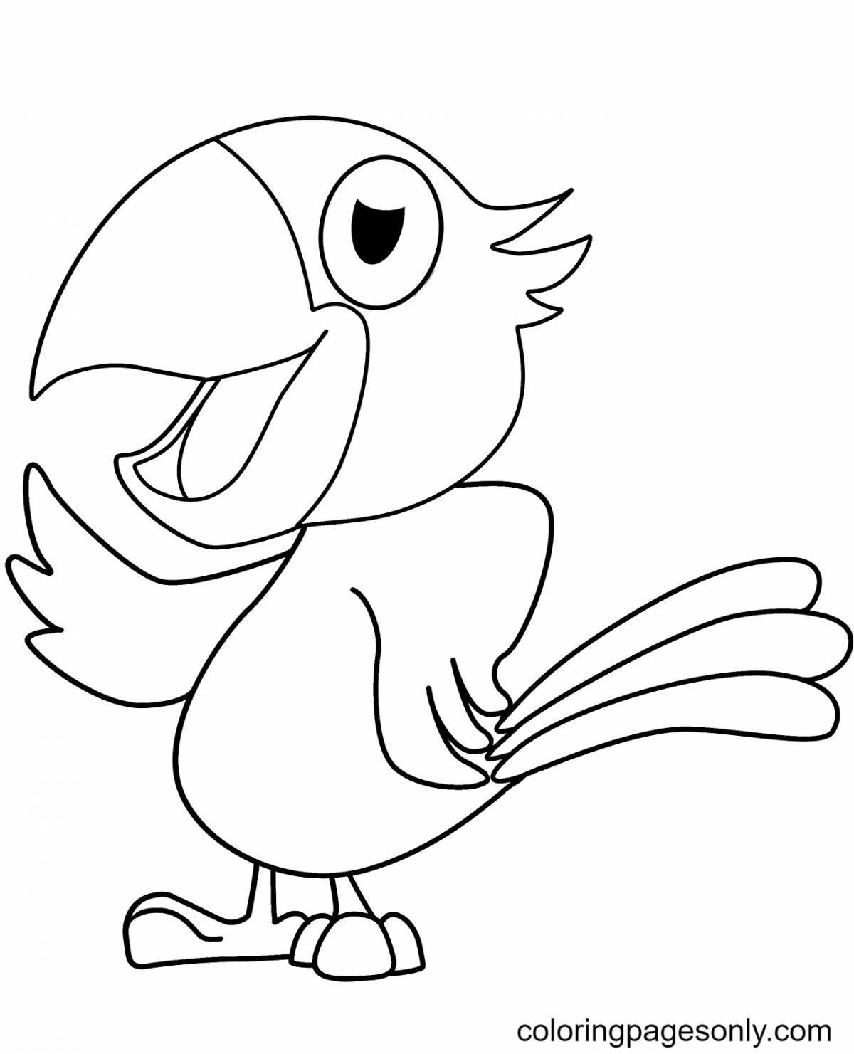 Очаровательный рисунок попугая для детей
