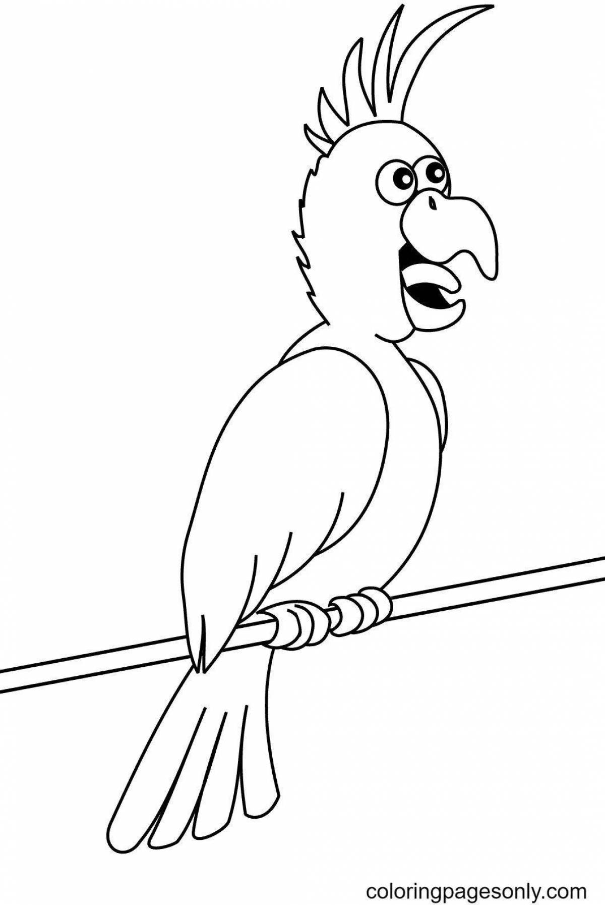 Humorous drawing of a parrot for children