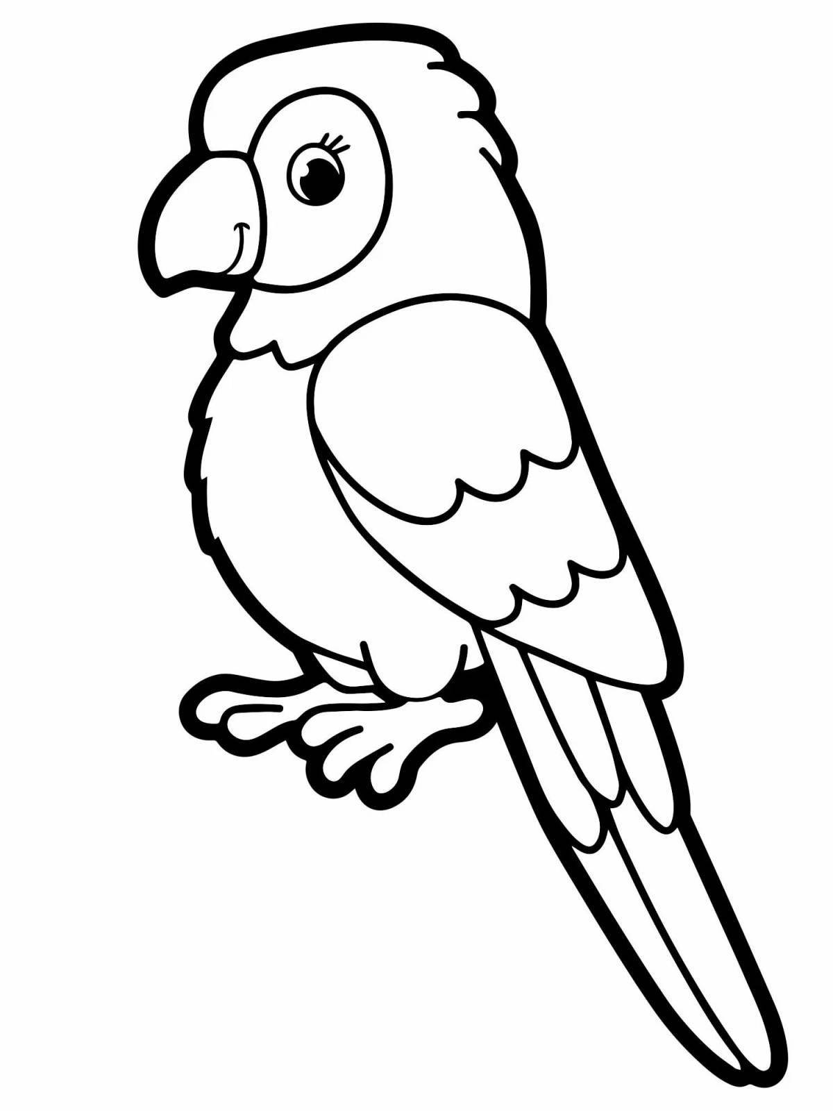 Причудливый рисунок попугая для детей