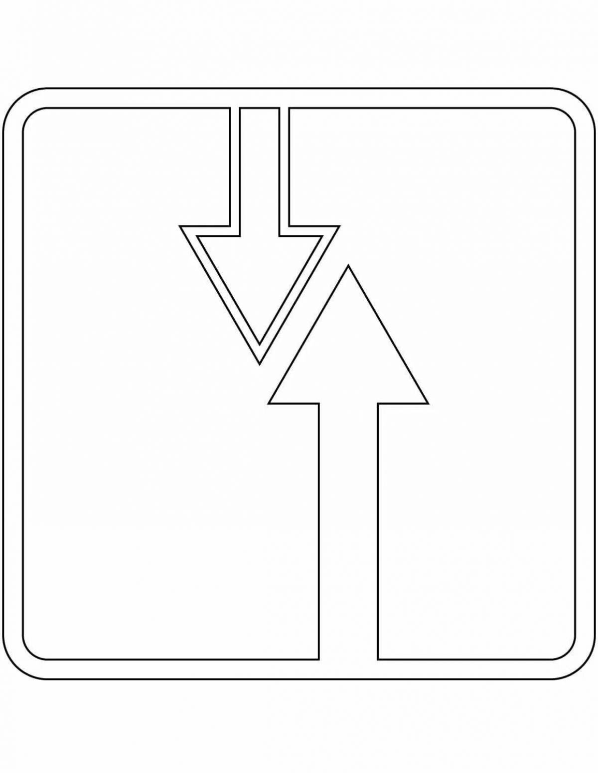 Coloring page cheerful main road sign