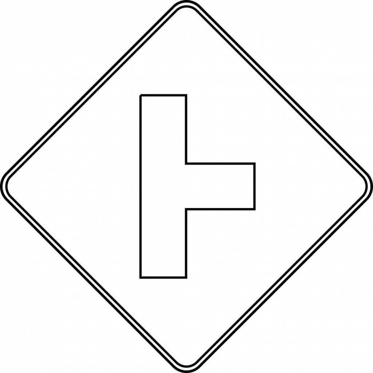 Coloring page bold main road sign