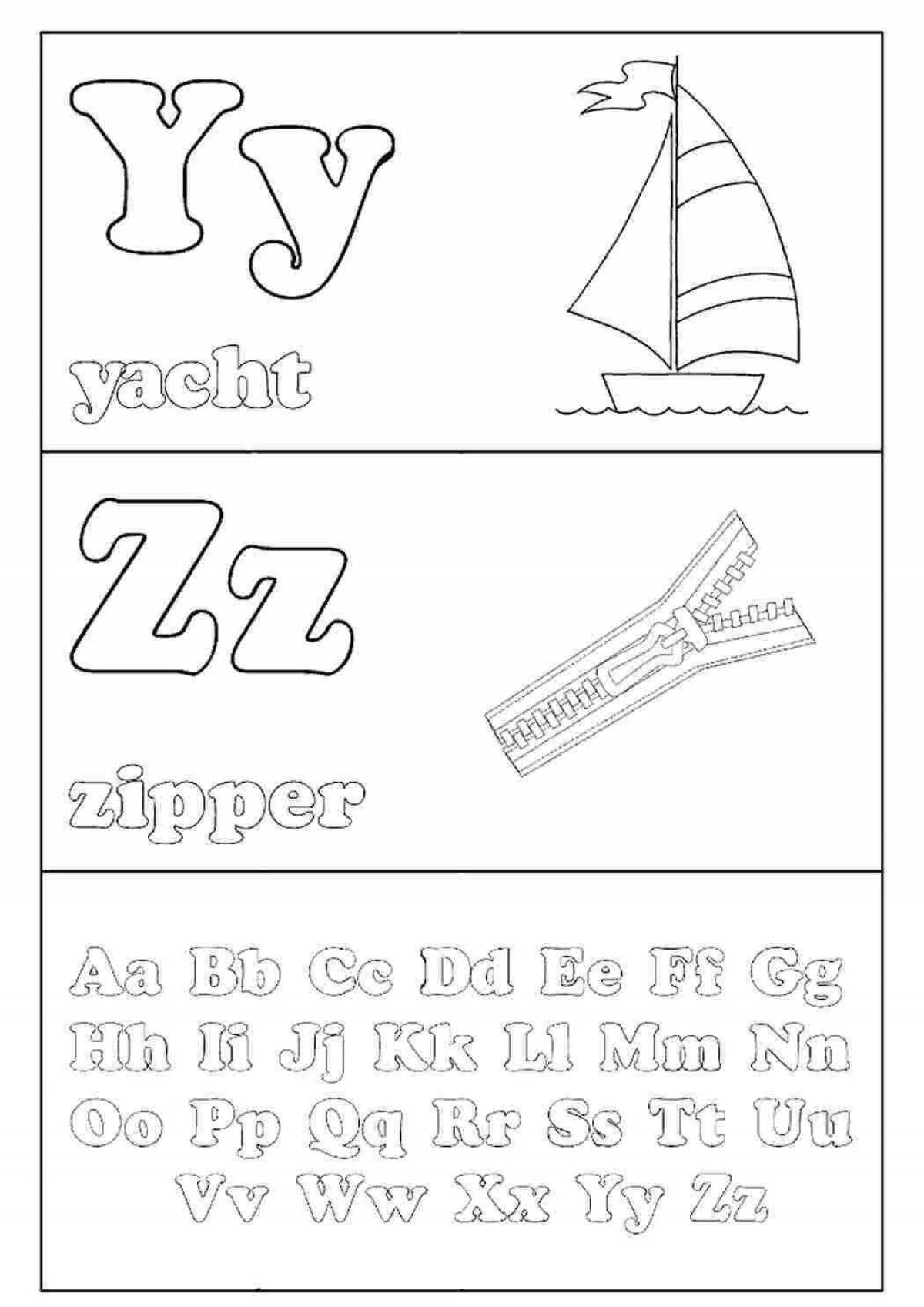 Colourful coloring of the English alphabet for children