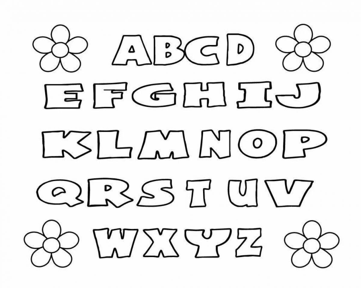 Colorful english alphabet coloring page for kids of all skills
