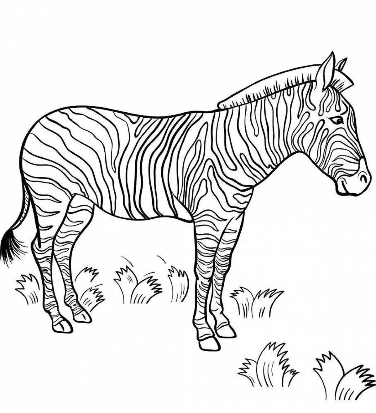 Красочный рисунок зебры для детей