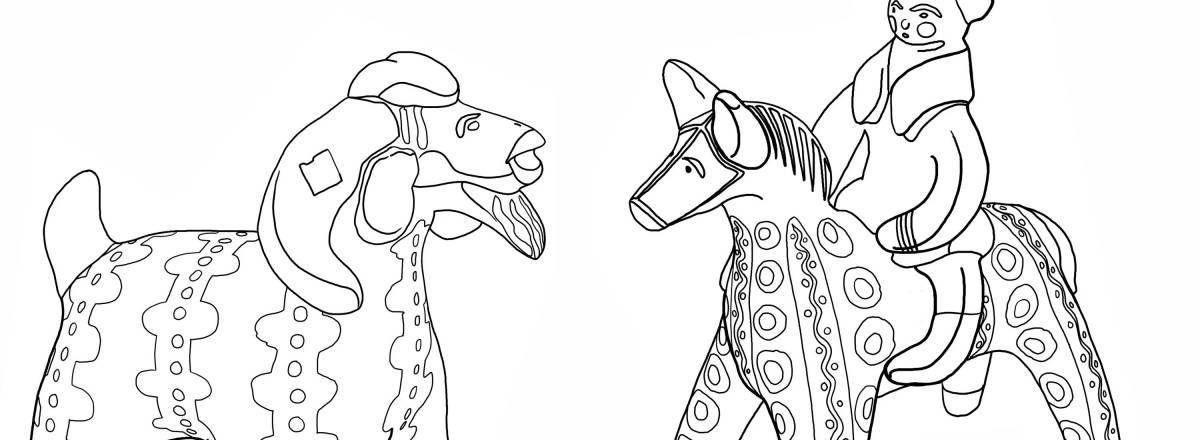 Delightful Dymkovo toy horse coloring book