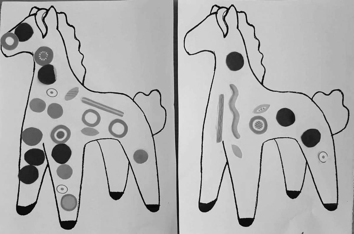 Дымковская игрушка лошадь раскраска | Примитивное народное искусство, Раскраски, Рисунки
