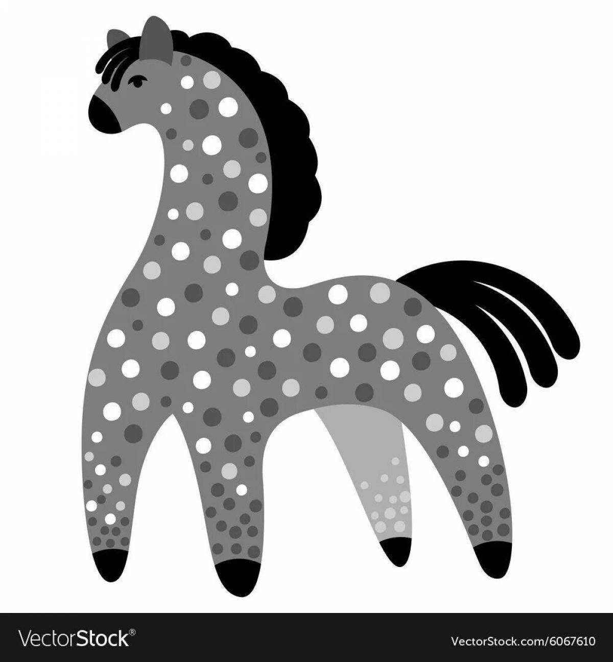 Раскраска увлекательная дымковская игрушечная лошадка