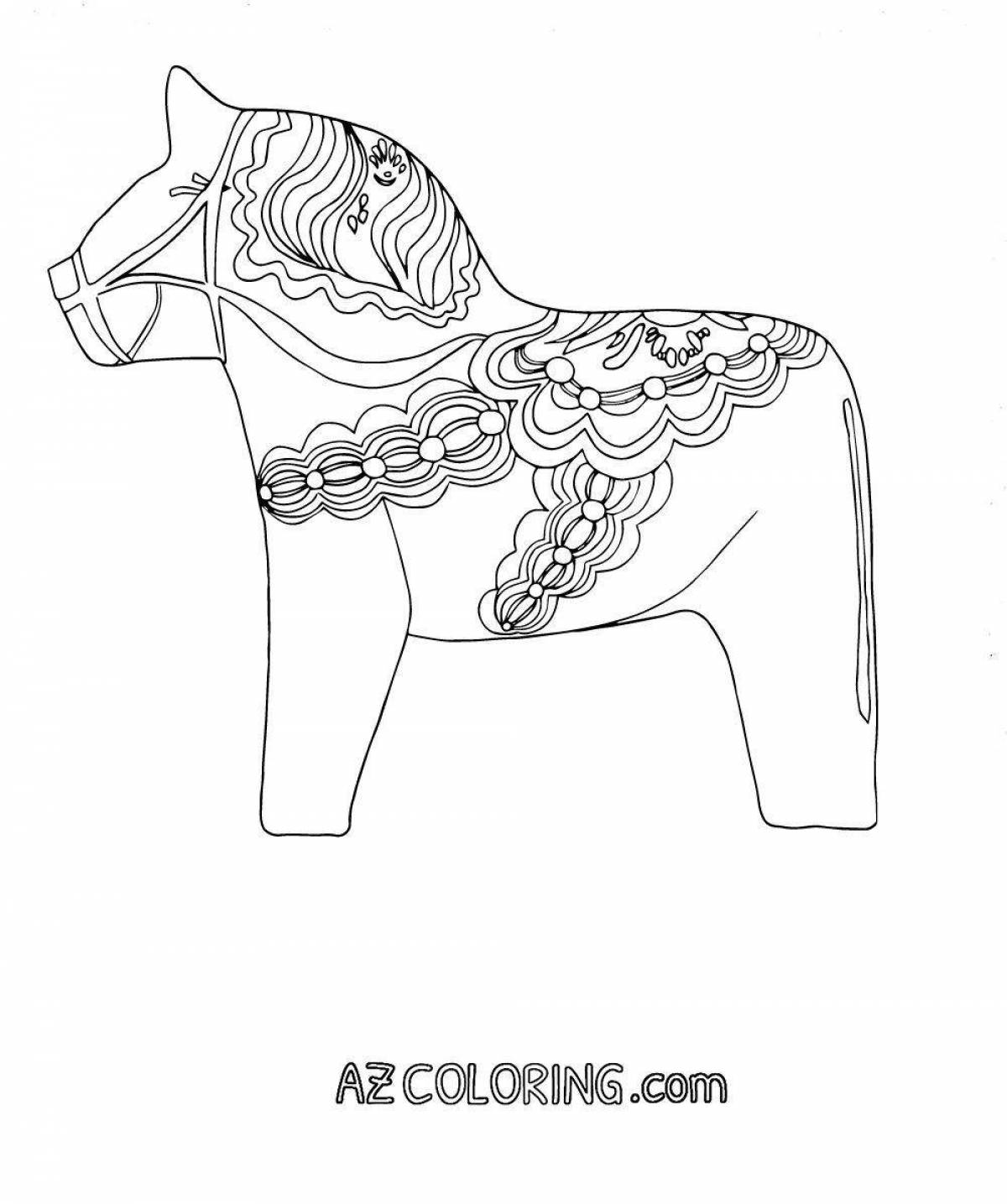 Coloring Dymkovo toy horse