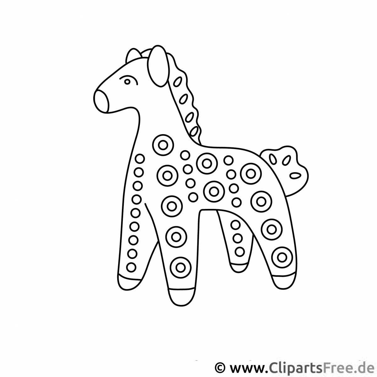 Coloring book fascinating Dymkovo toy horse