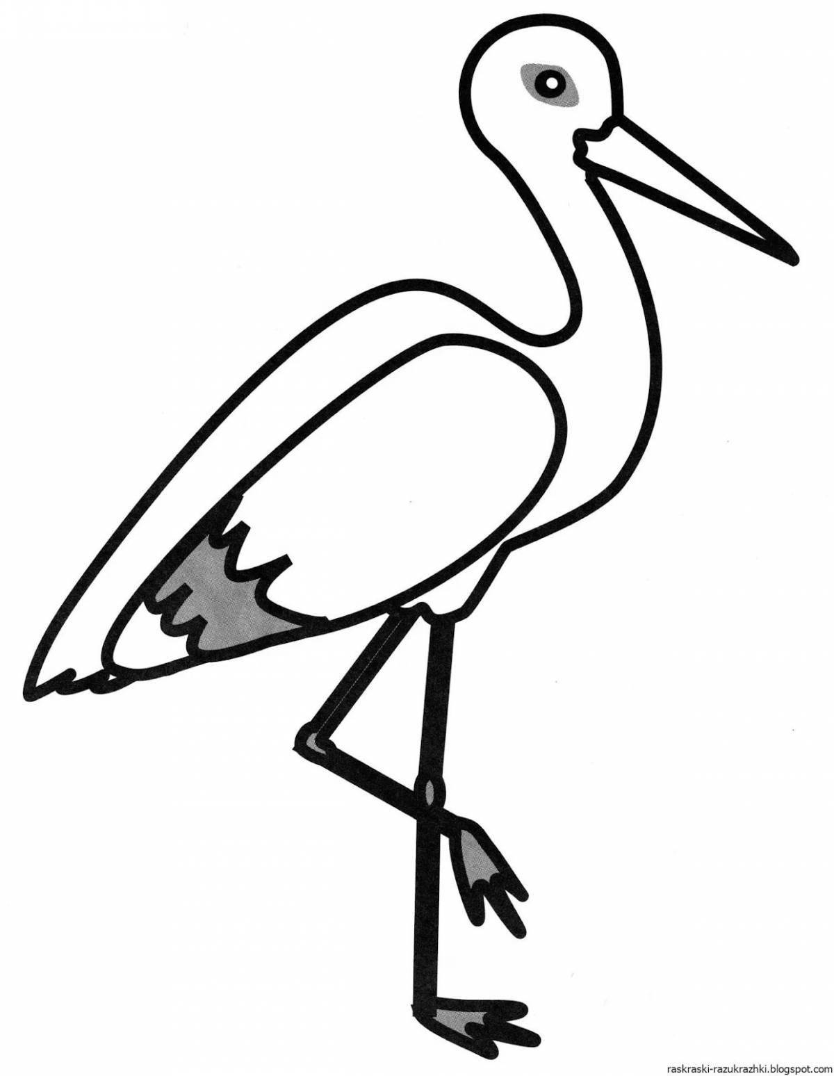 Colorful black stork coloring pages for kids
