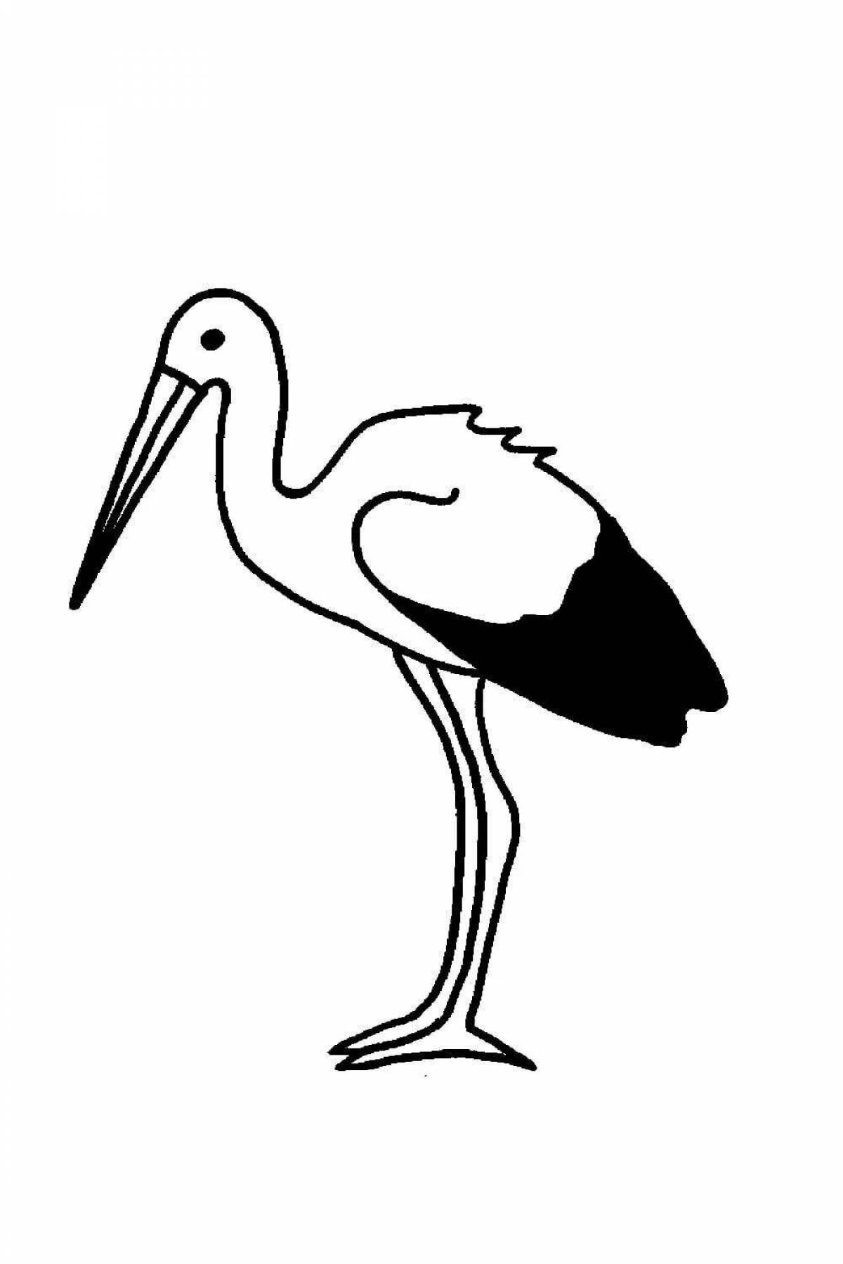 Joyful black stork coloring book for kids