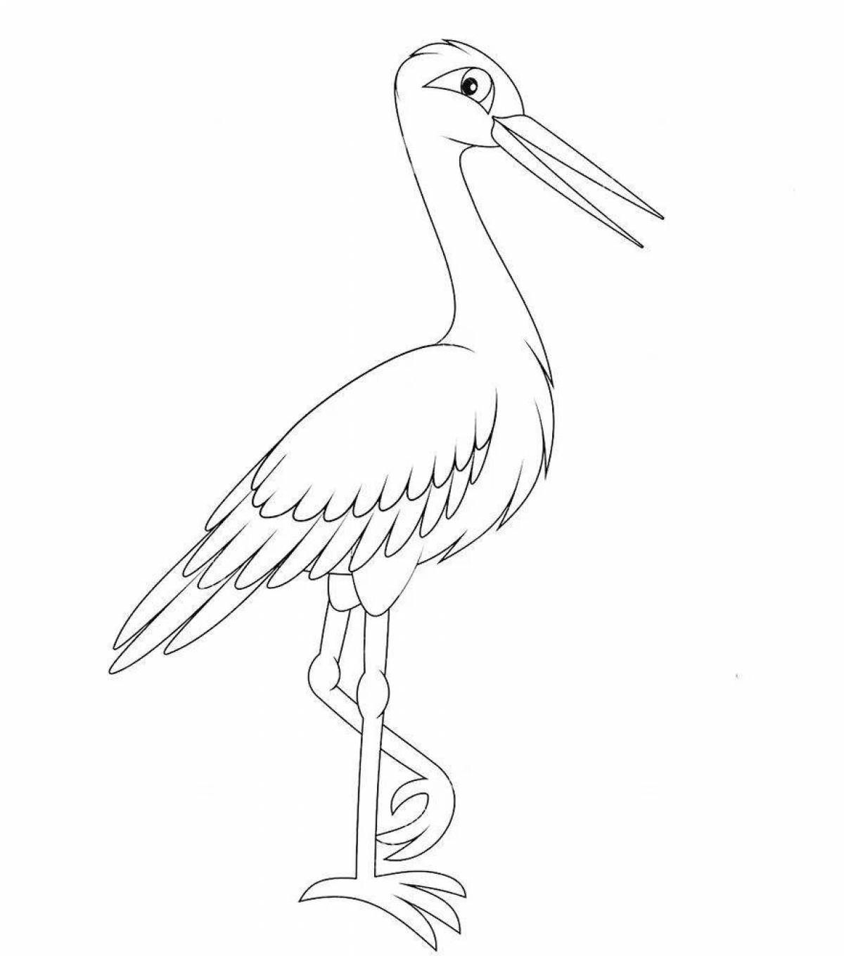 Unusual coloring black stork for children