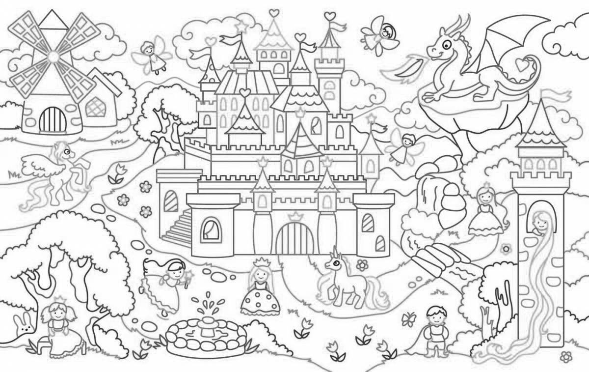 Очаровательная раскраска сказочное королевство для детей