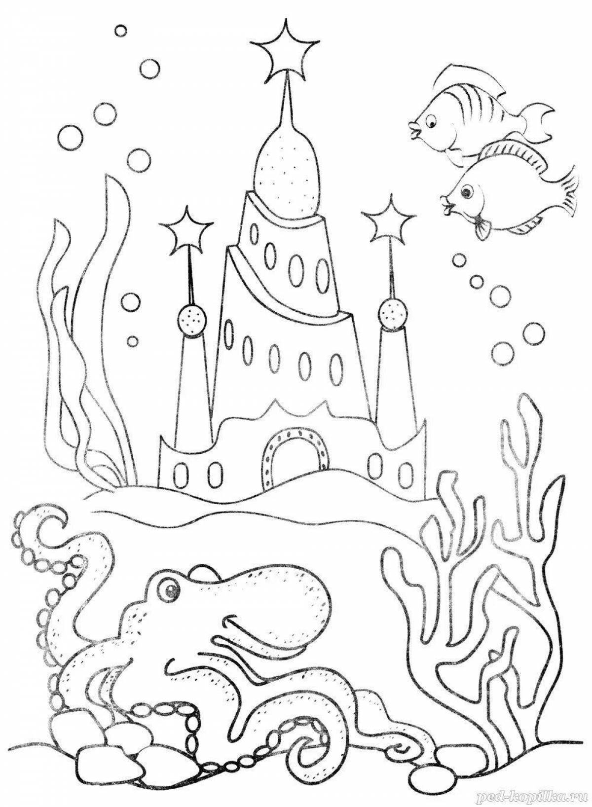 Colorful fairytale kingdom coloring book for kids