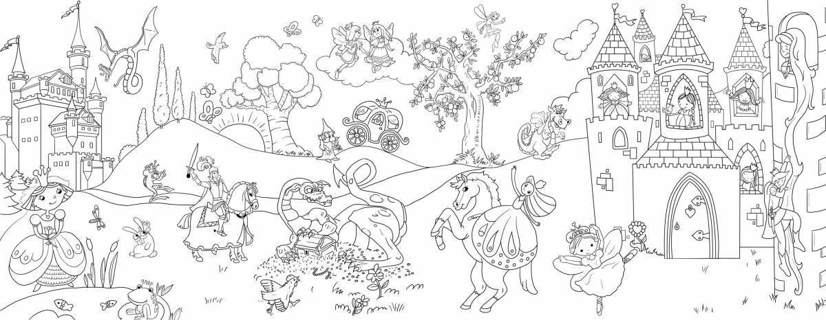 Playful fairytale kingdom coloring book for kids