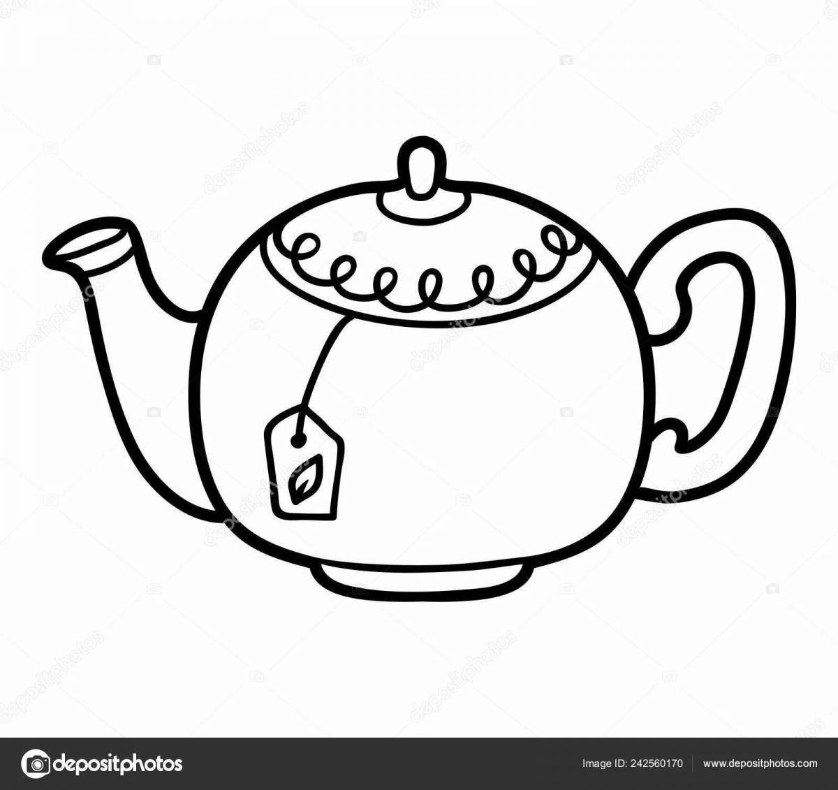 Colouring bright teapot for kids