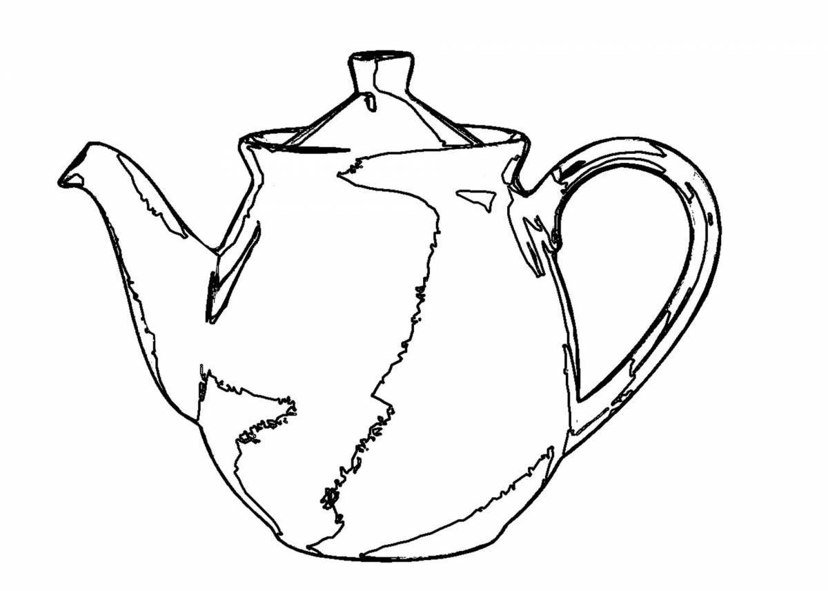 Fun coloring book with teapot for babies