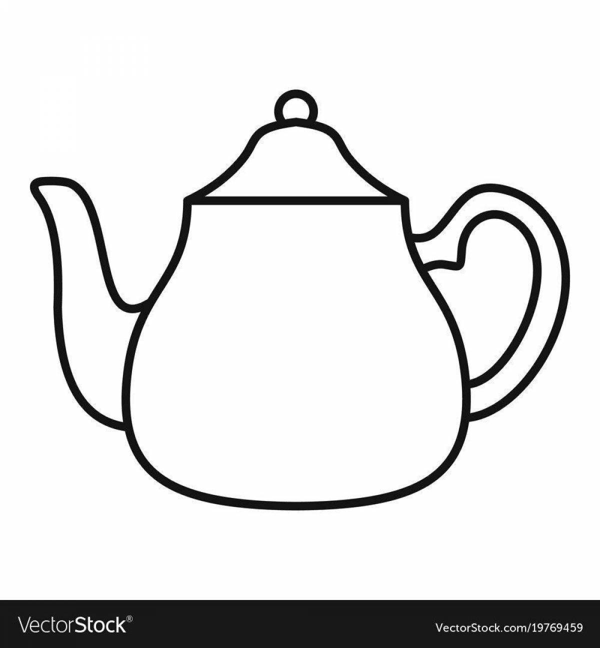 Coloring page happy teapot for kids