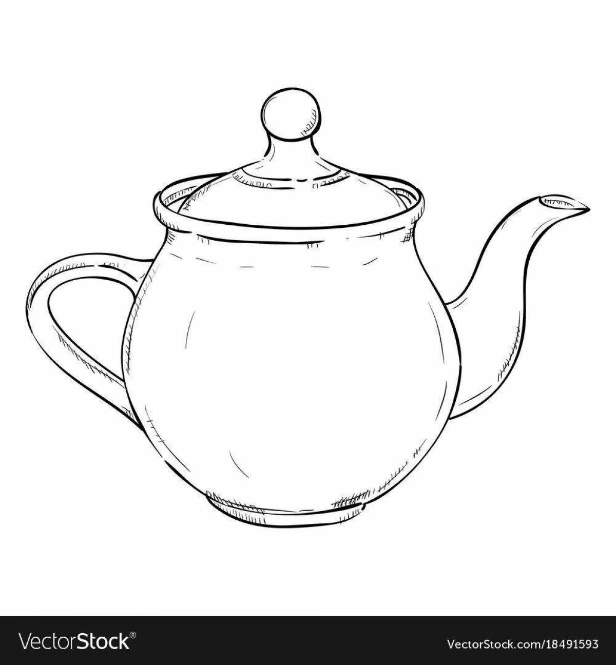 Раскраска «игривый чайник» для дошкольников