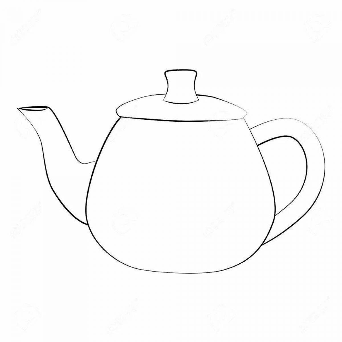 Coloring book shining teapot for babies
