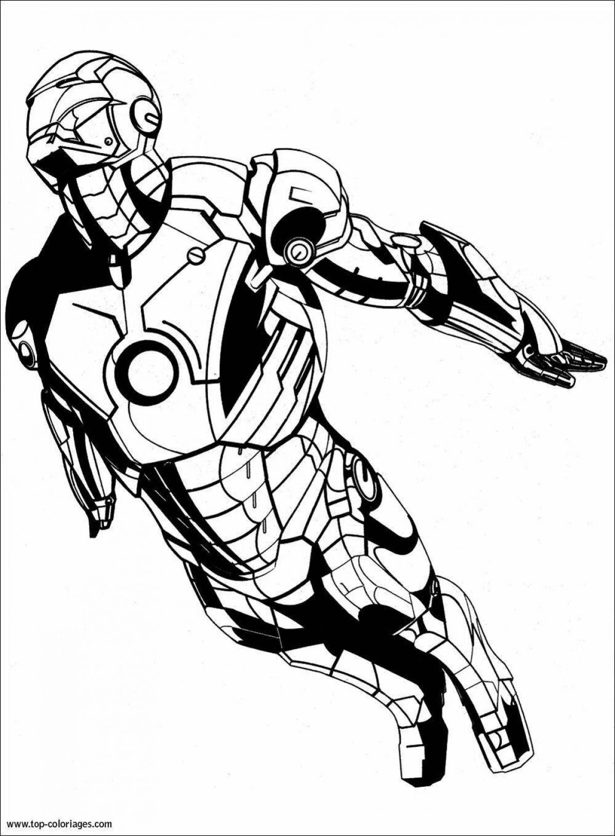 Grand coloring page iron man 50 marks