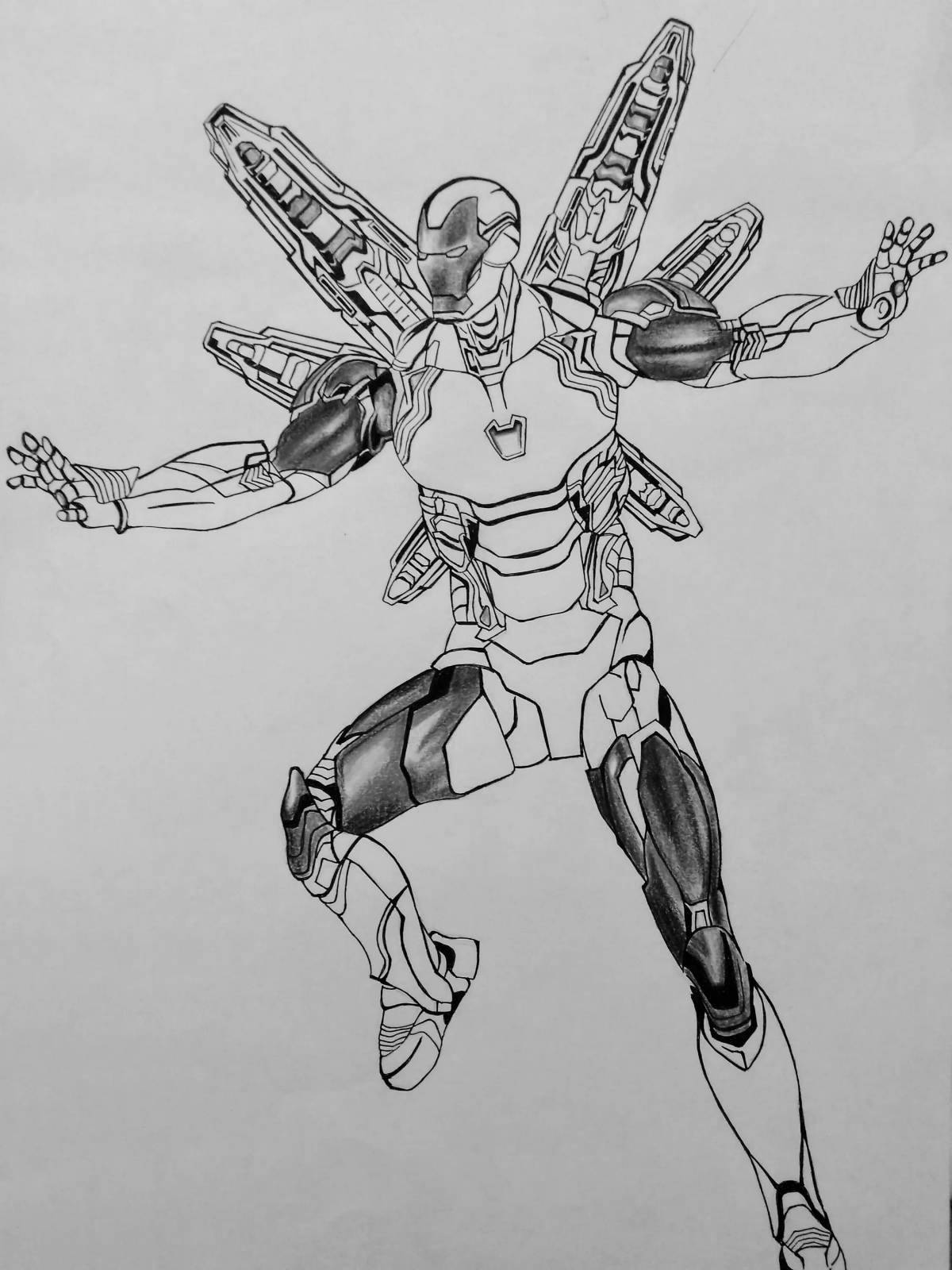Perfectly coloring page iron man 50 marks