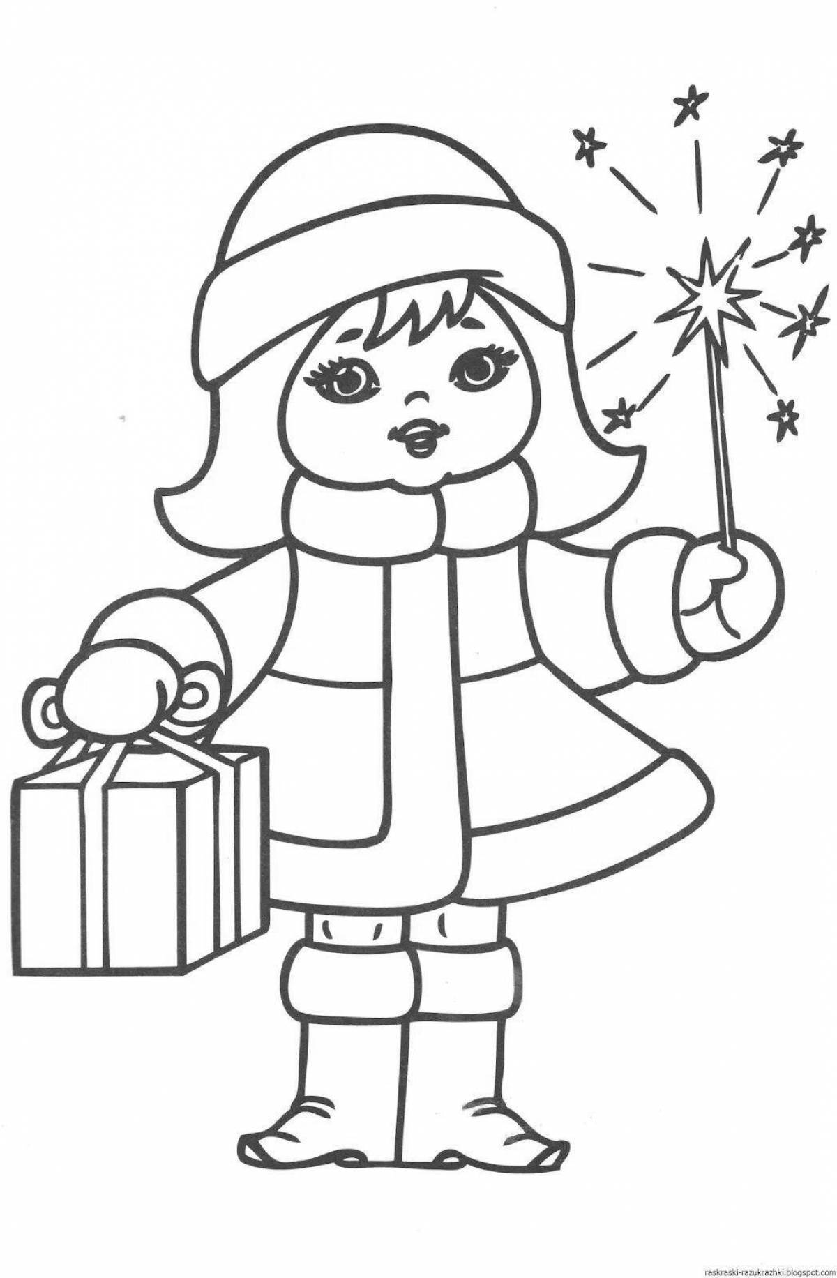Fun coloring for children 3 years old winter