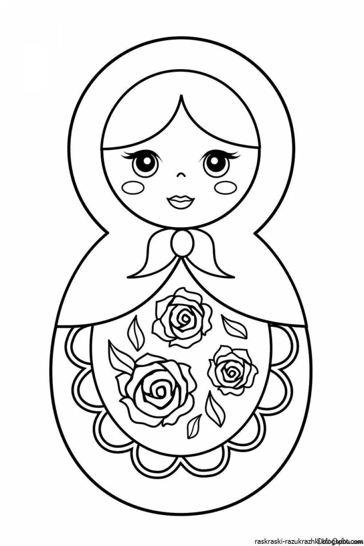 Coloring matryoshka dolls for children 3-4 years old