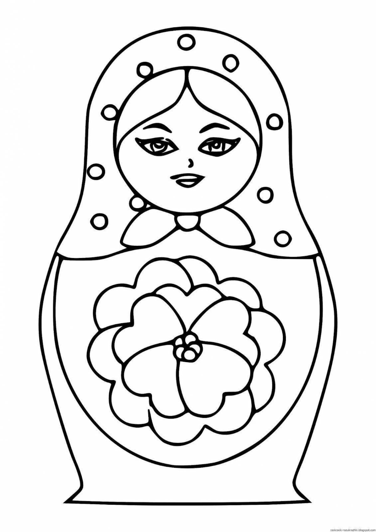 Funny nesting dolls coloring for kids