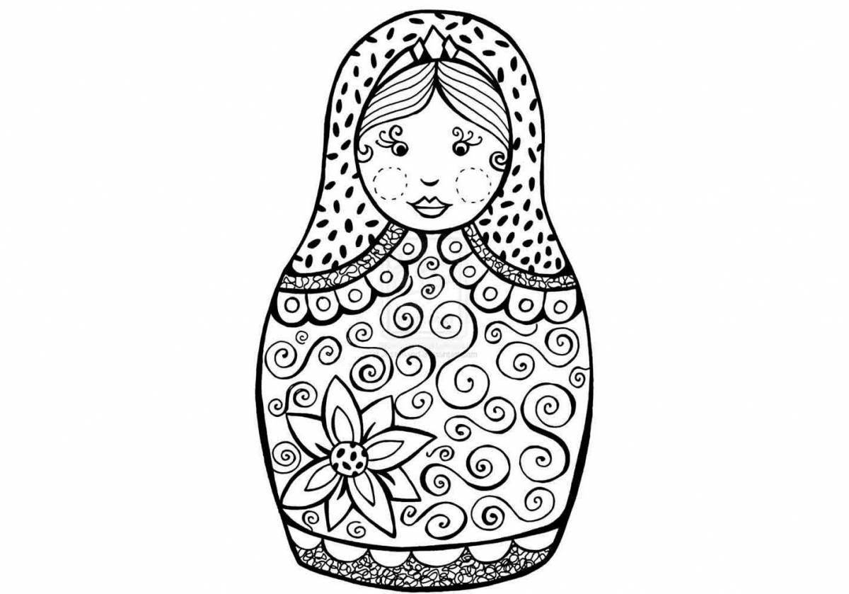 Funny nesting dolls coloring for kids