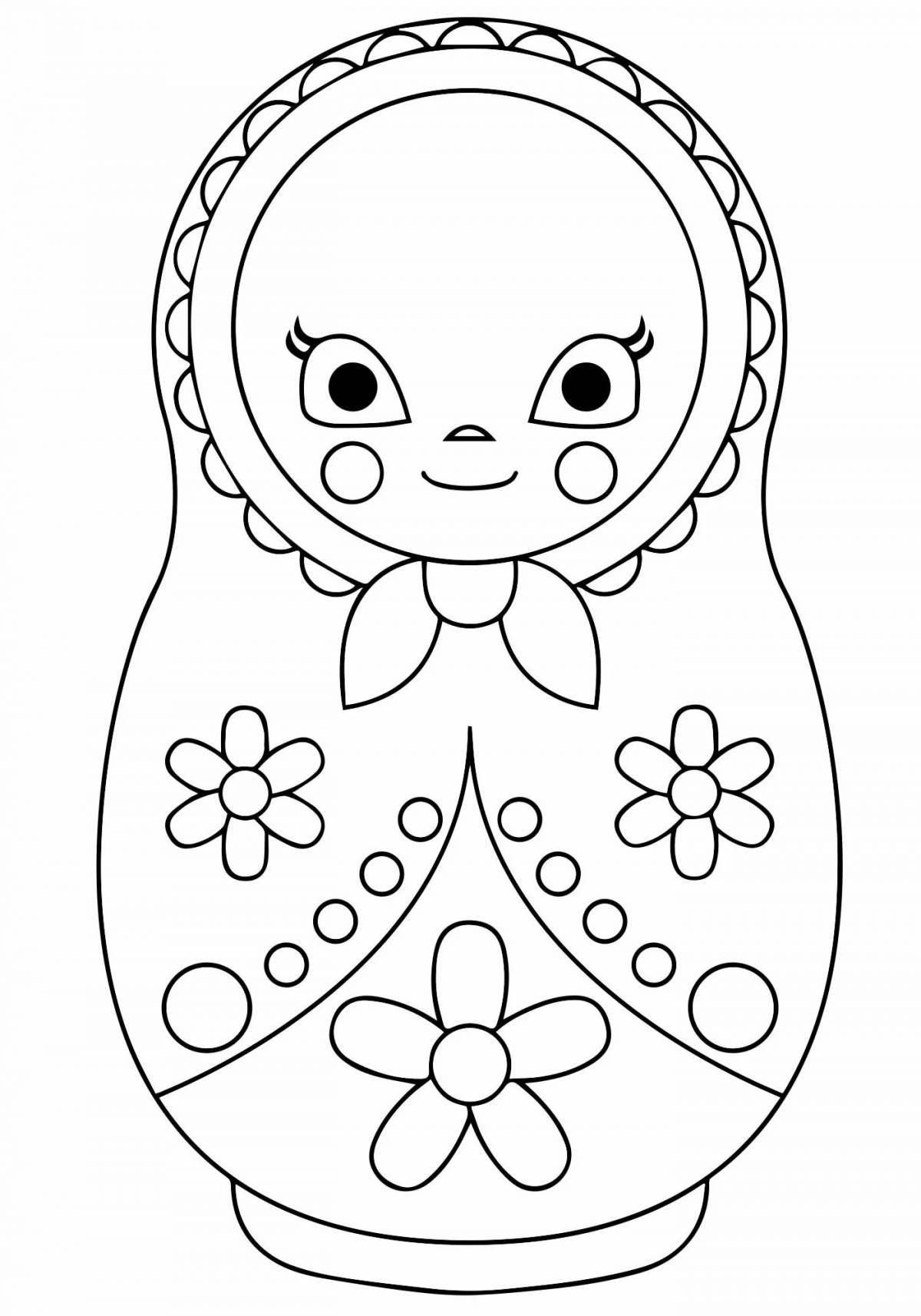 Adorable nesting dolls coloring for kids