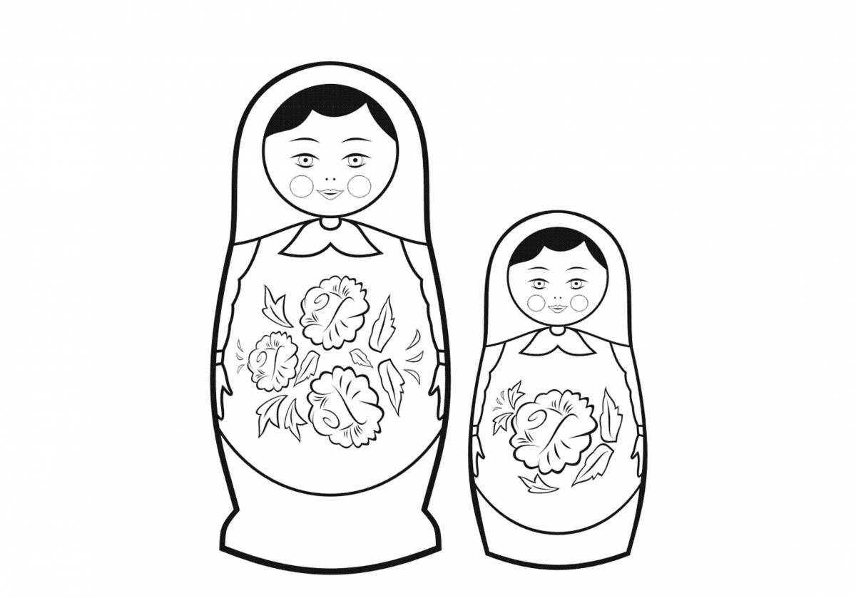 Funny nesting dolls coloring for the little ones