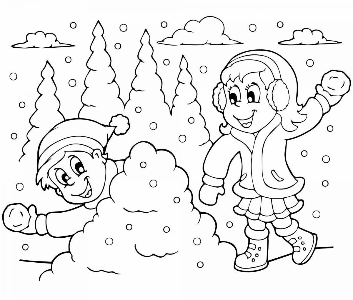 Sunny winter fun coloring book