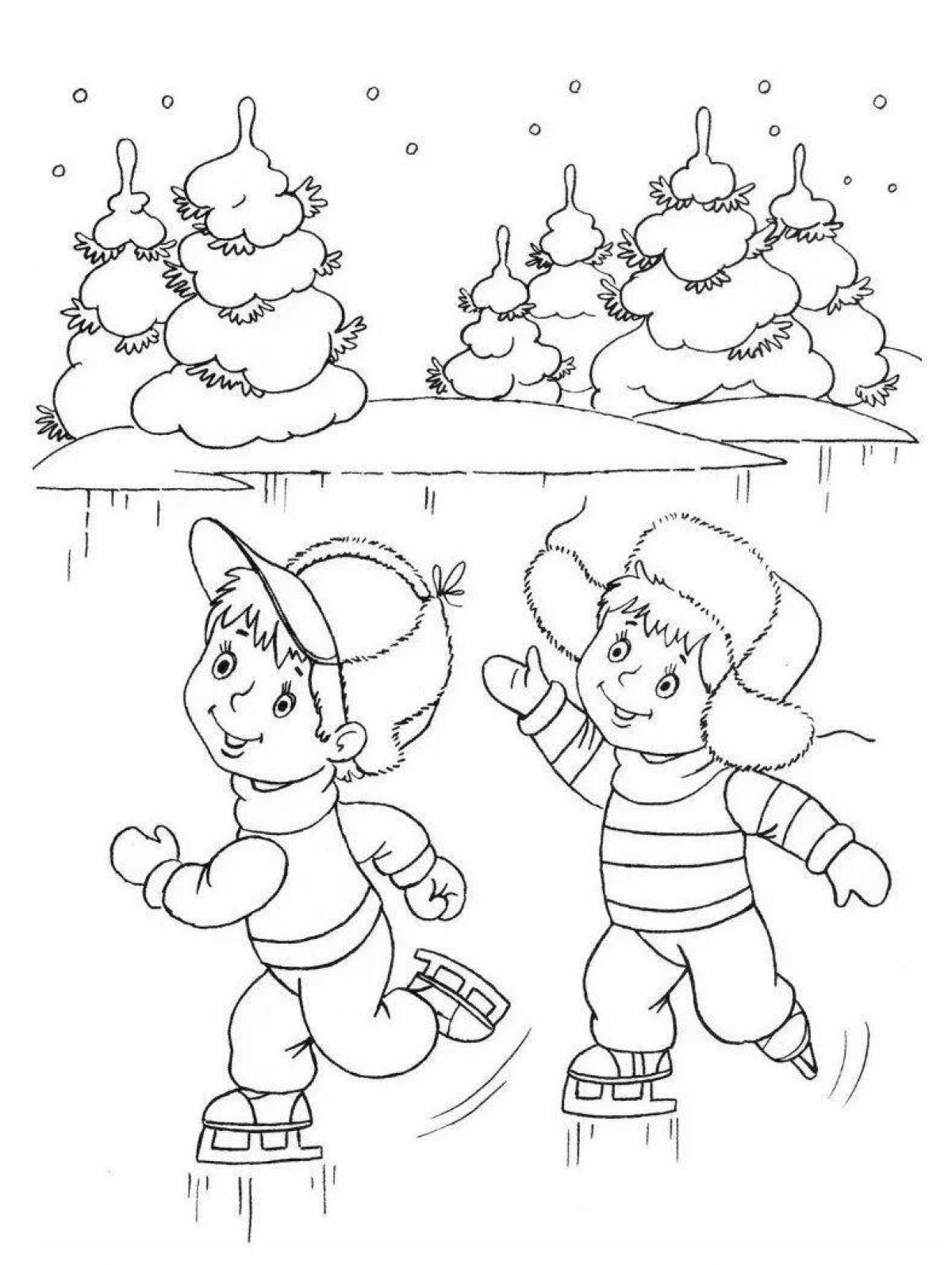 Colourful winter coloring for children 2 3