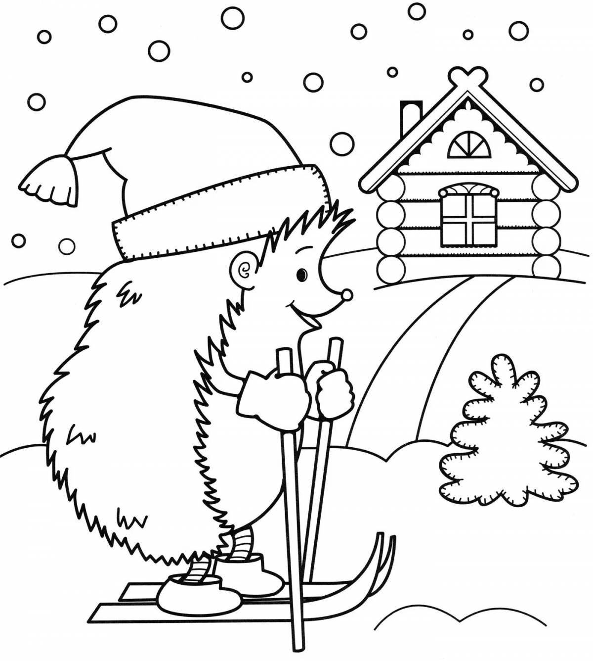Glitter winter coloring for kids 2 3