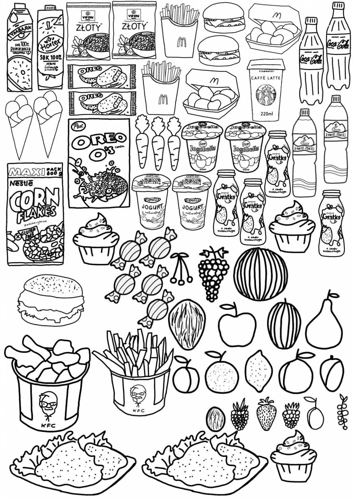 Фото Очаровательная страница раскраски еды из бумажной утки
