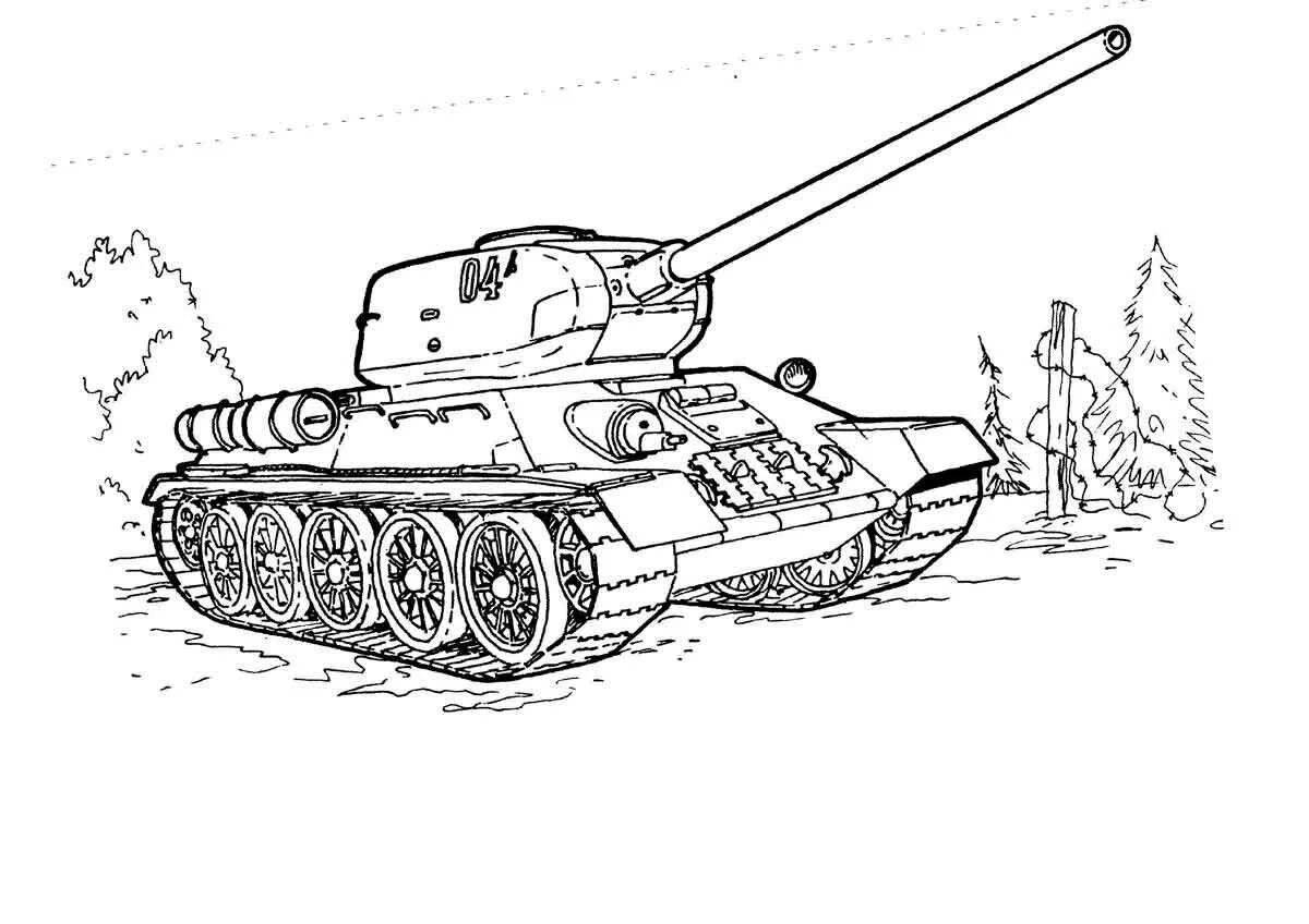 Fun coloring t-34 for kids