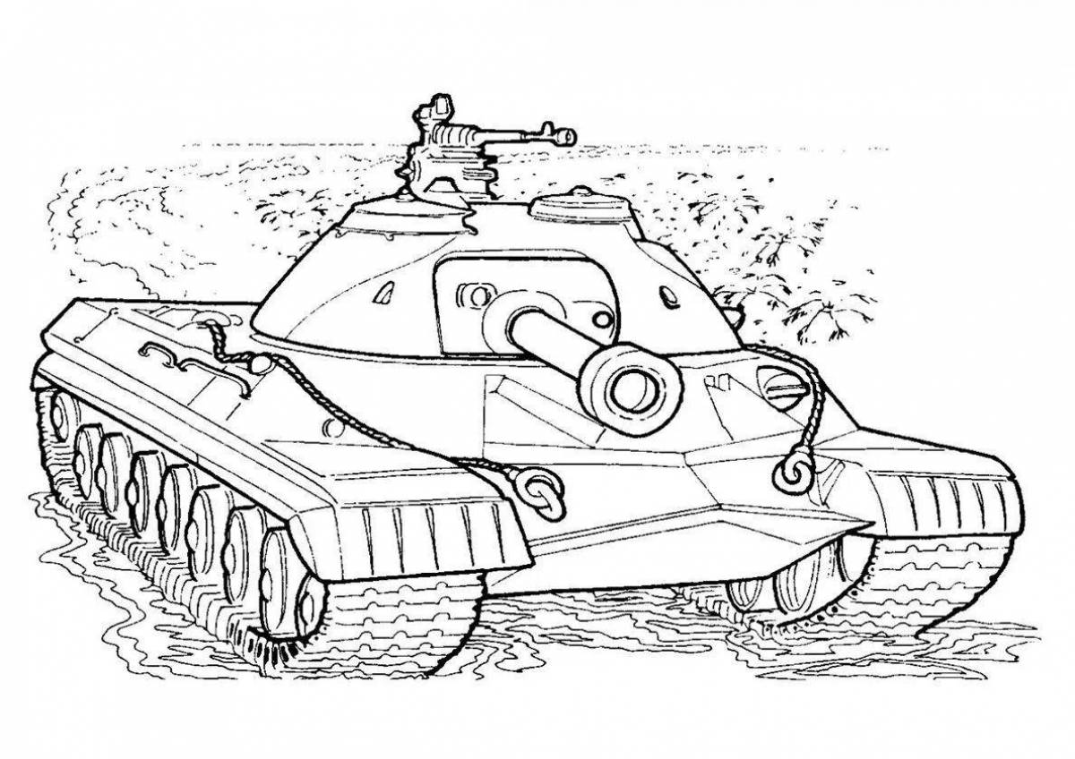 Bright coloring t-34 for kids