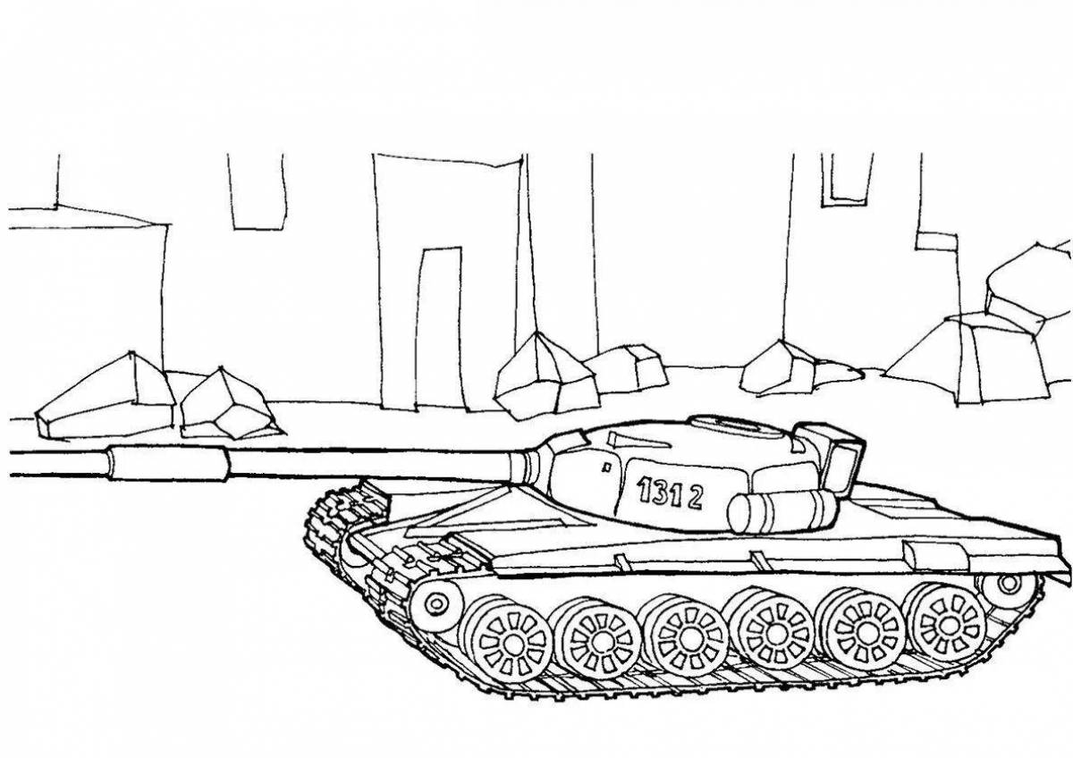 Fun coloring t-34 for kids