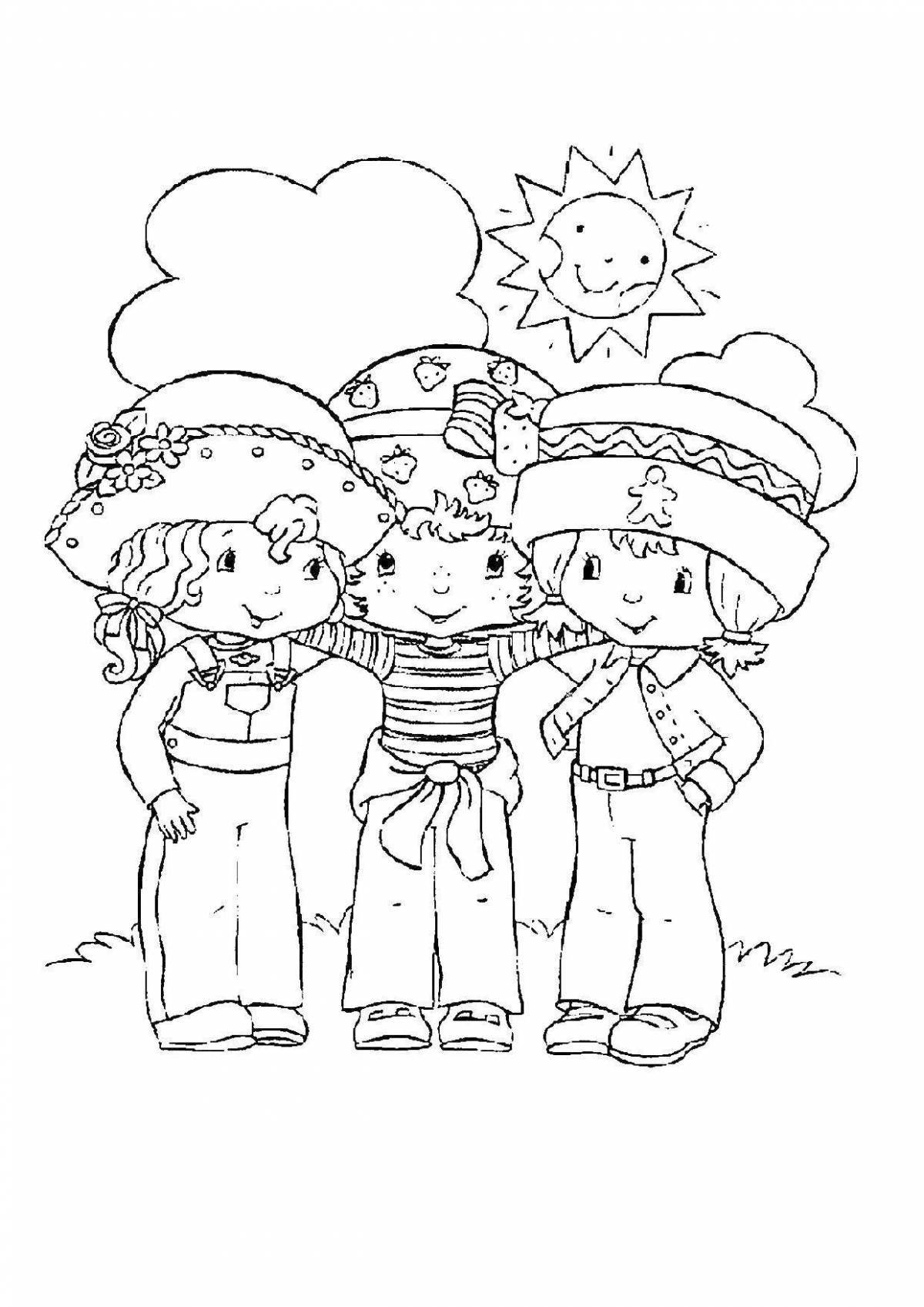 Colorful friendship coloring page
